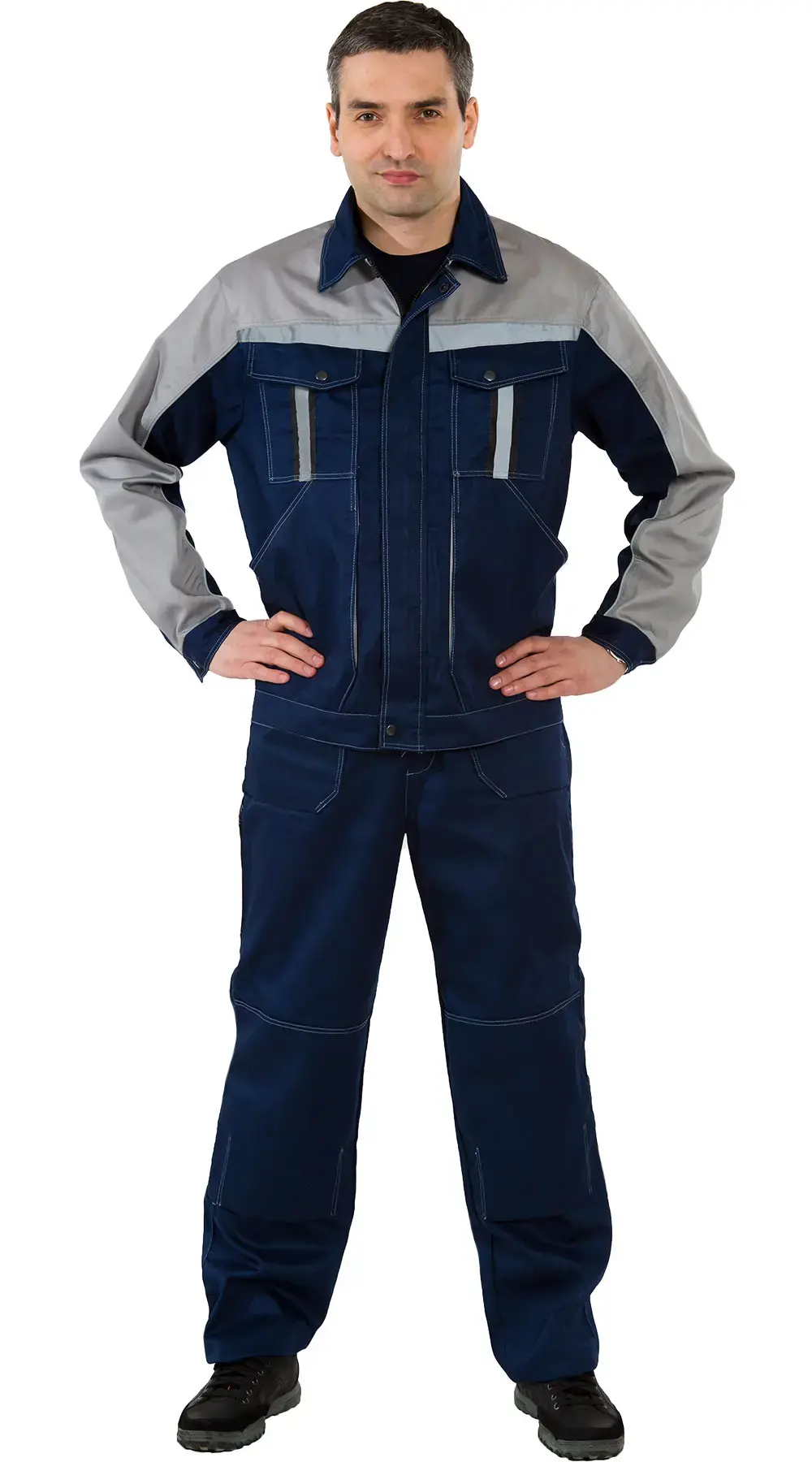 Костюм рабочий мужской летний RONTA KS806E с брюками темно-синий, серый