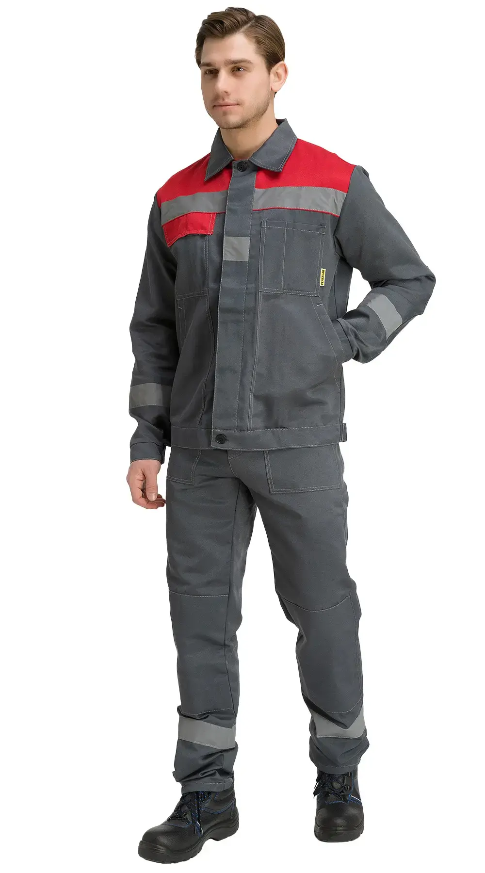 Костюм рабочий мужской летний RONTA KS811 с брюками темно-серый, красный