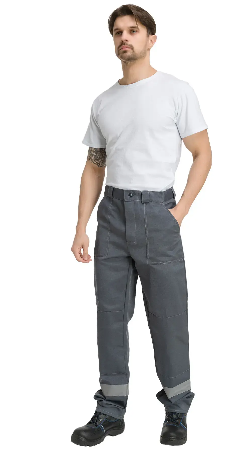 Костюм рабочий мужской летний RONTA KS811 с брюками темно-серый, красный