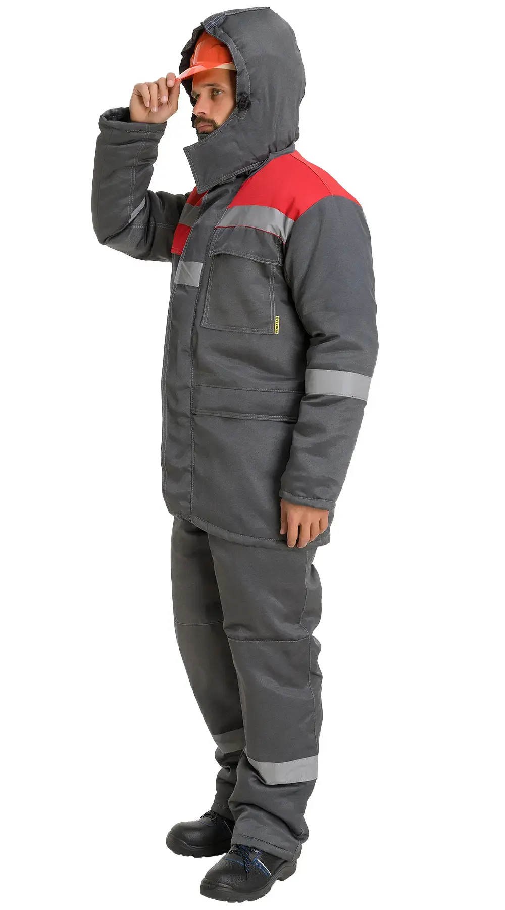 Костюм рабочий мужской утепленный зимний RONTA KS241 темно-серый, красный