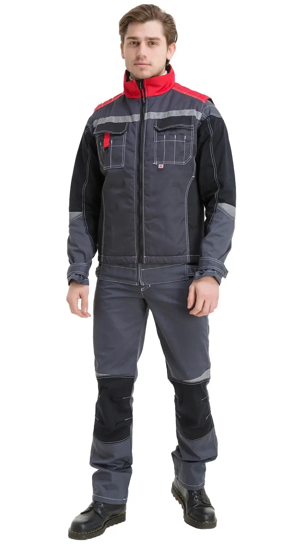 Жилет рабочий мужской утепленный зимний RONTA JT1002 темно-серый, красный, черный