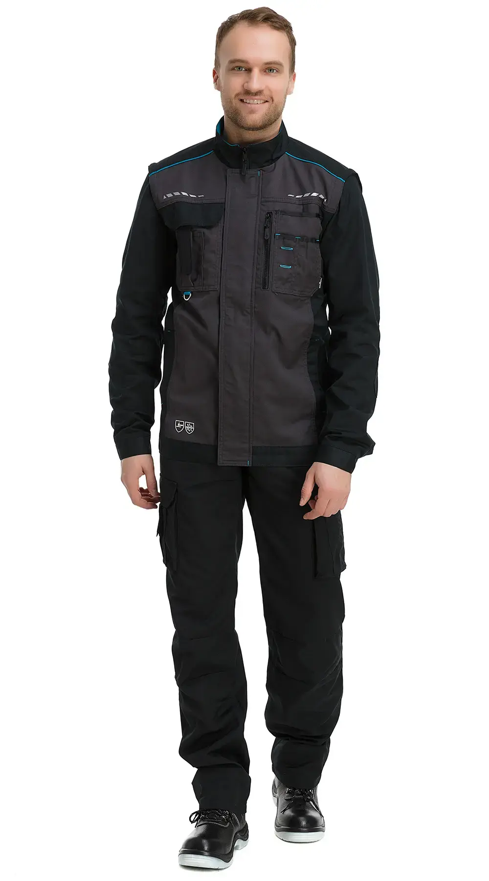 Куртка рабочая мужская летняя Техноавия "Дублин" темно-серый, черный