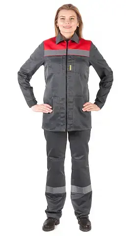 Костюм рабочий женский летний RONTA KS815 с брюками темно-серый, красный