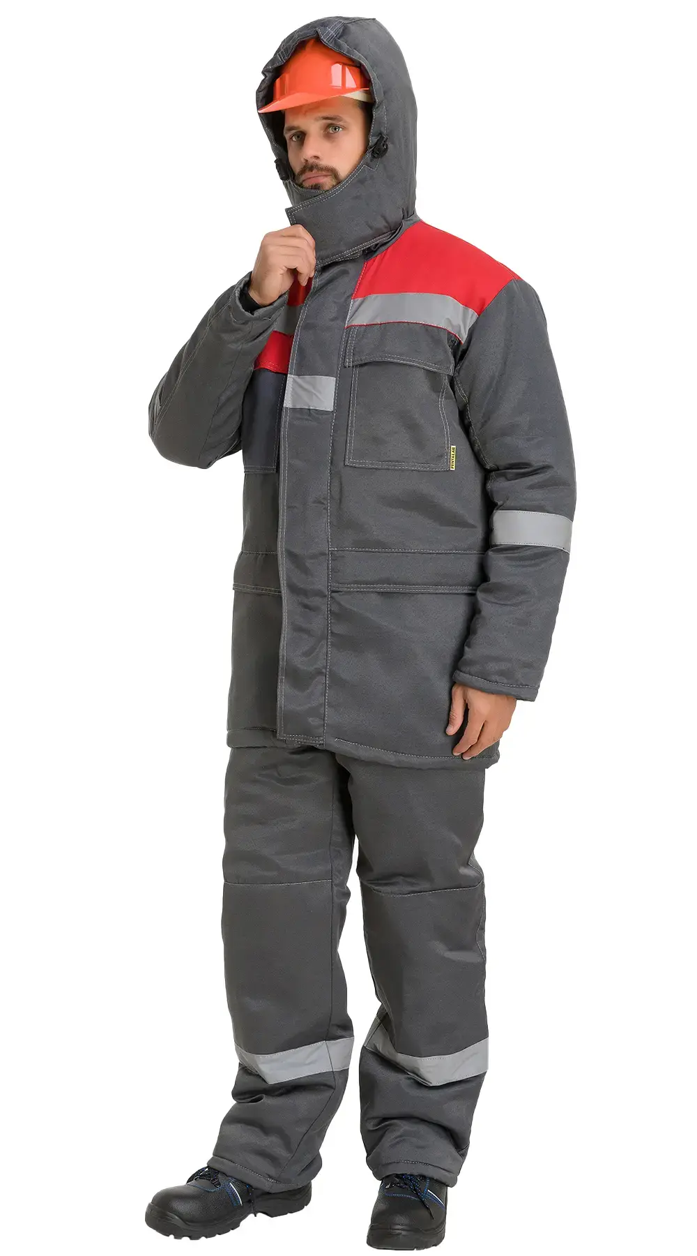 Куртка рабочая мужская зимняя утепленная RONTA KR241 темно-серая, красная
