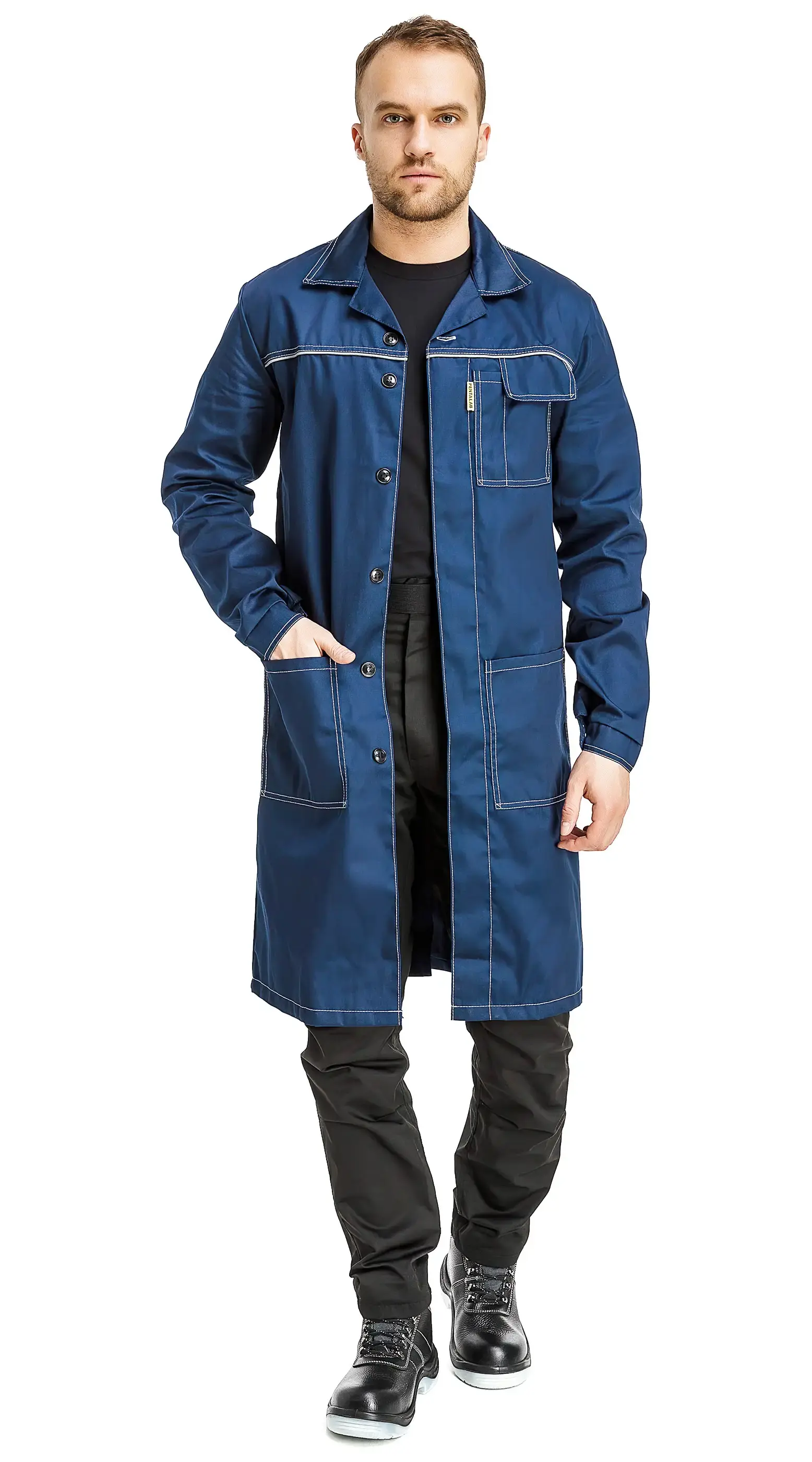 Халат рабочий мужской летний RONTA HL702 темно-синий