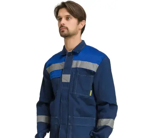 Костюм рабочий мужской летний RONTA KS801 с брюками темно-синий, васильковый