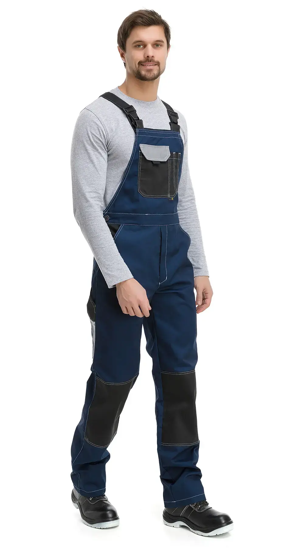 Костюм рабочий мужской летний RONTA KS212 с полукомбинезоном темно-синий, серый, черный
