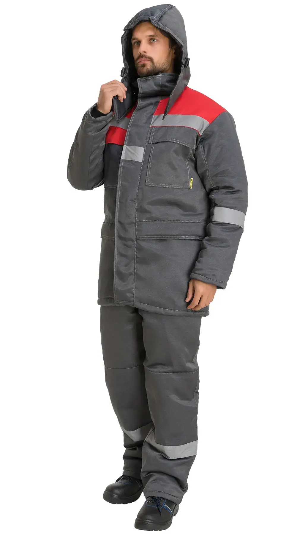 Куртка рабочая мужская зимняя утепленная RONTA KR241 темно-серая, красная