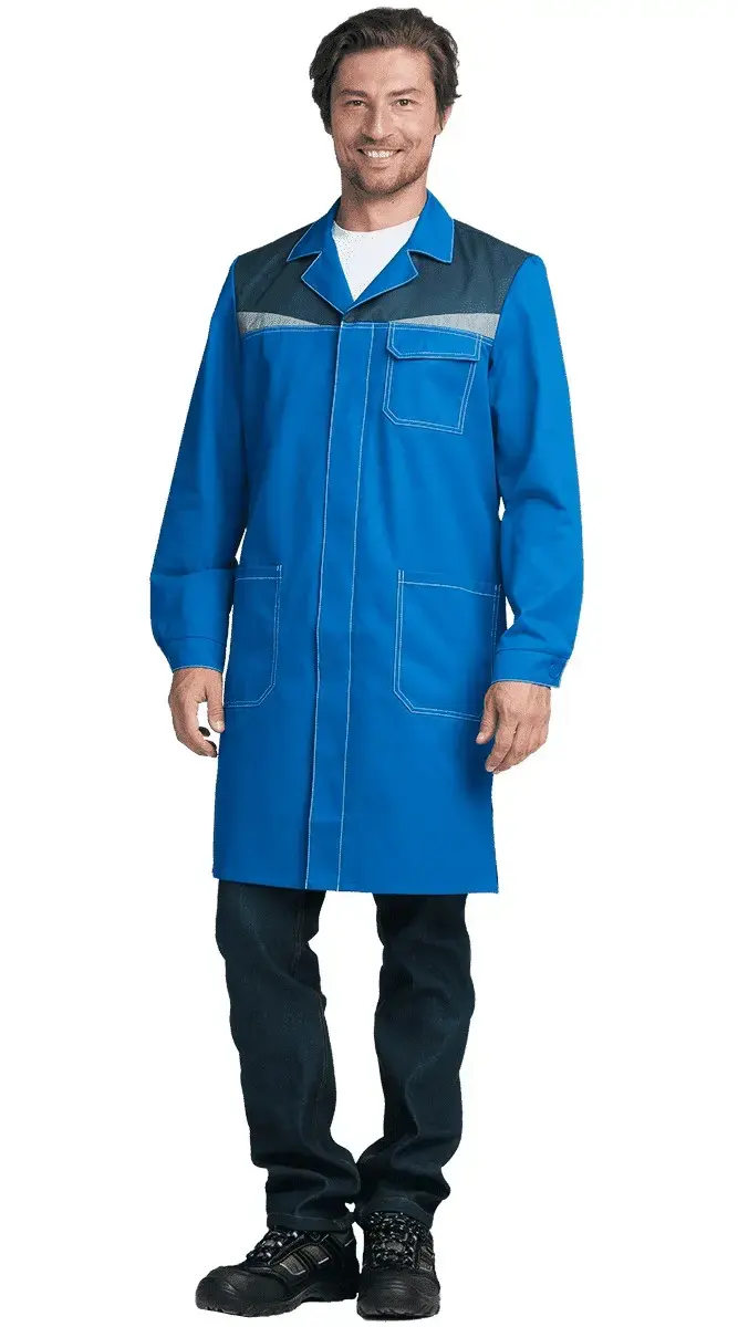 Халат рабочий мужской летний RONTA HL542 васильковый, темно-синий