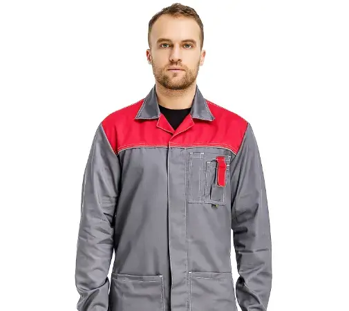 Халат рабочий мужской летний RONTA HL102 темно-серый, красный