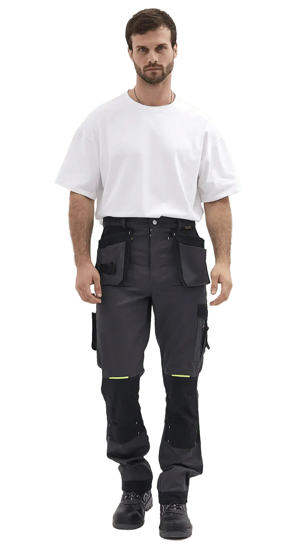 Брюки рабочие мужские летние RONTA BR814 темно-серые, черные, лаймовые