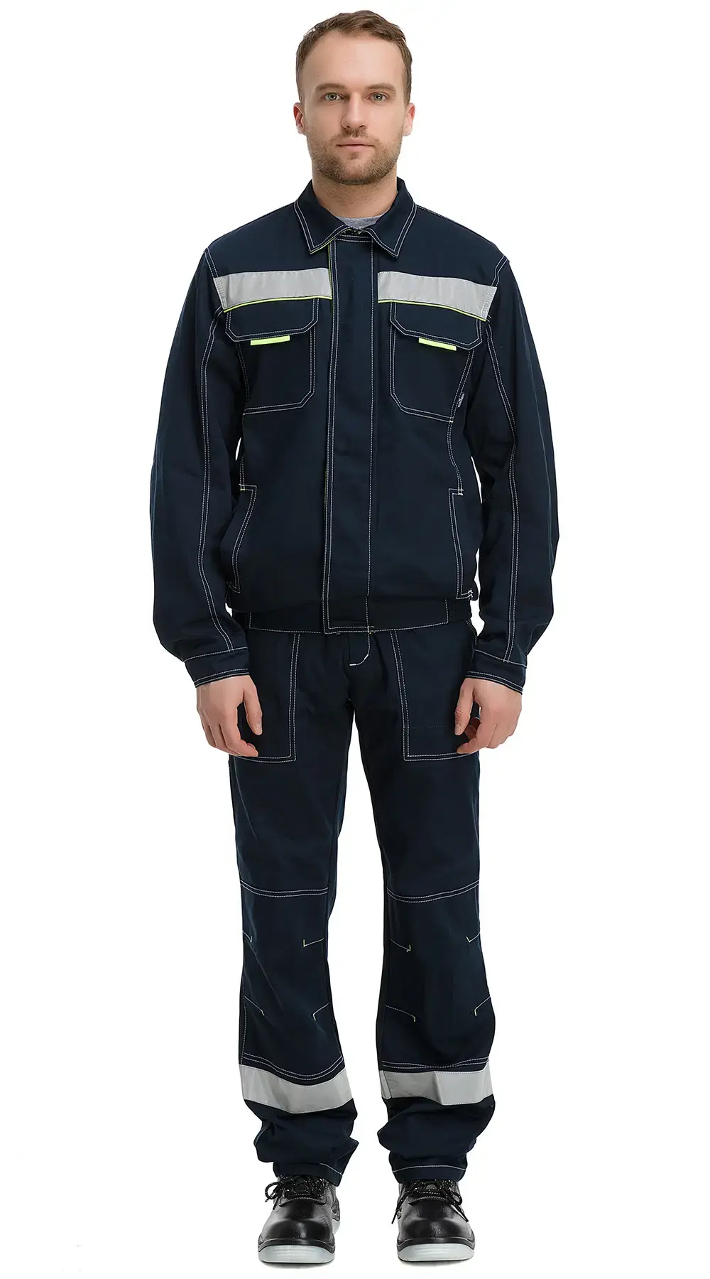 Костюм мужской летний Техноавиа "Азов СОП" с брюками темно-синий, лаймовый