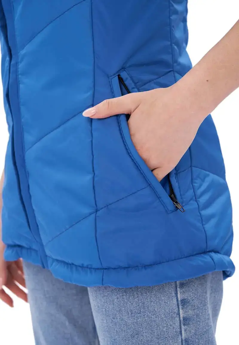 Жилет рабочий женский утепленный зимний RONTA JT1007 с капюшоном васильковый