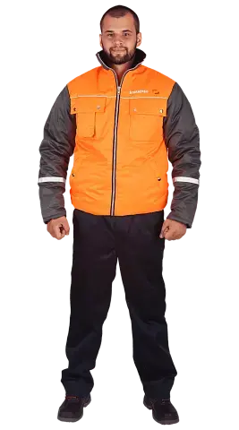 Куртка рабочая мужская зимняя утепленная RONTA KR001 серая, оранжевая