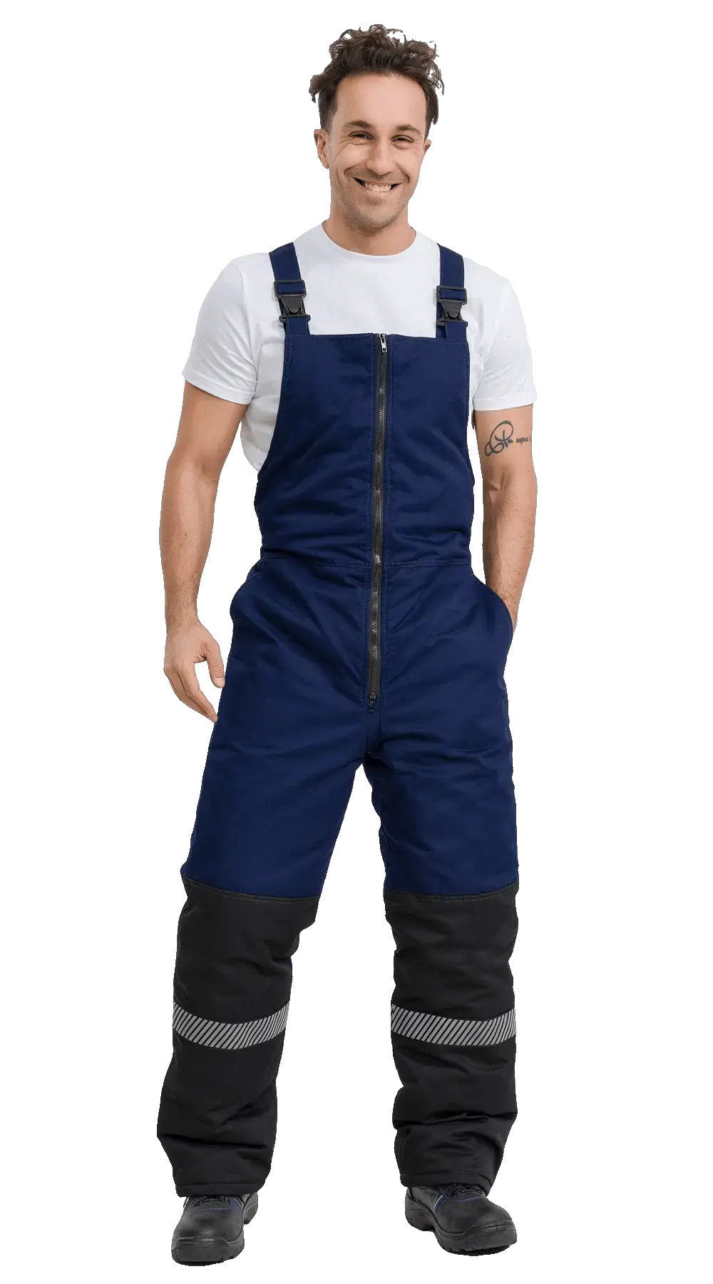 Полукомбинезон рабочий мужской зимний утепленный RONTA PL585 с СОП темно-синий, черный