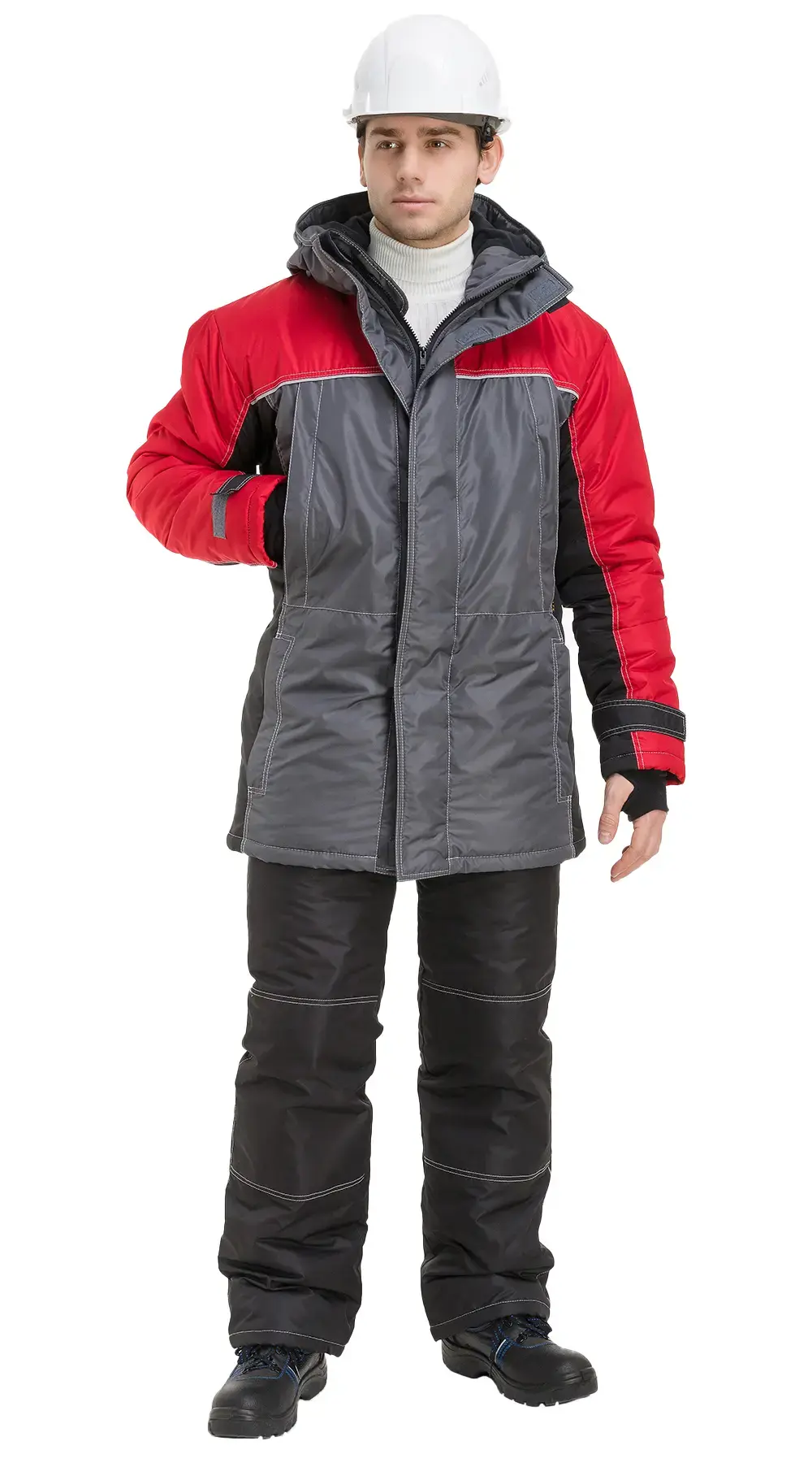 Куртка рабочая мужская зимняя утепленная RONTA KR930 темно-серая, черная, красная