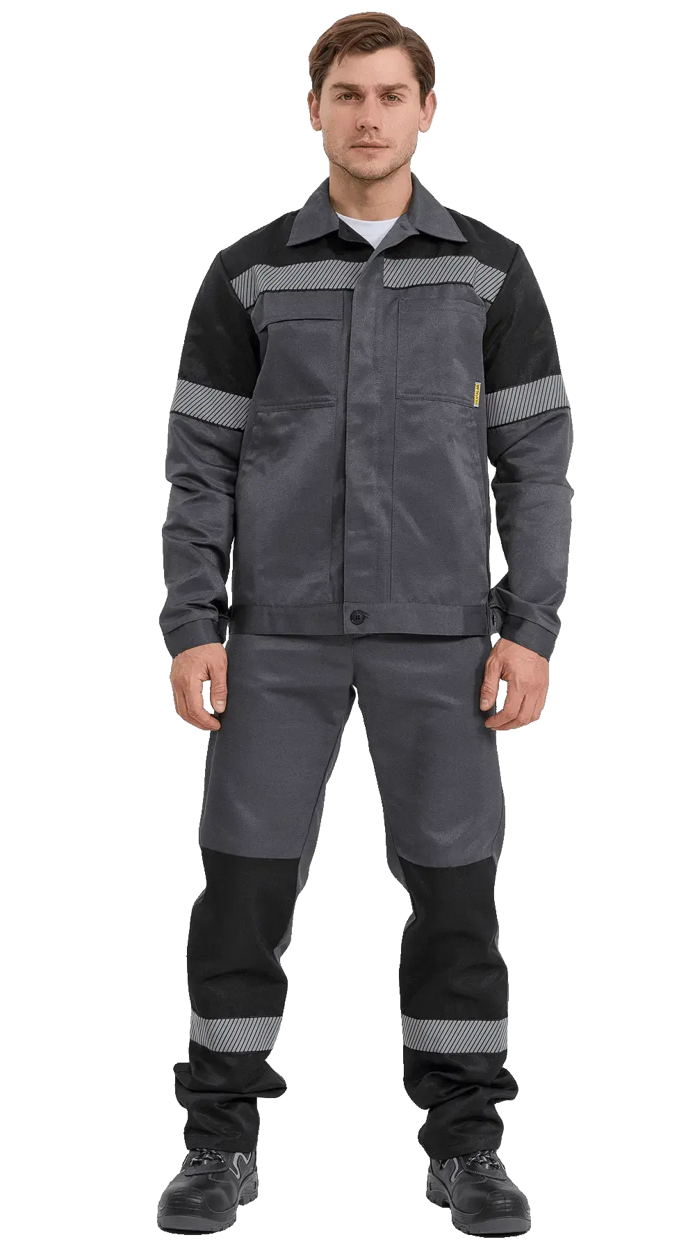 Костюм рабочий мужской летний RONTA KS812 с полукомбинезоном темно-серый, черный