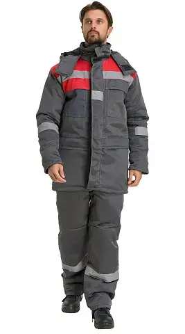 Куртка рабочая мужская зимняя утепленная RONTA KR241 темно-серая, красная Куртка рабочая мужская зимняя утепленная RONTA KR241 темно-серая, красная