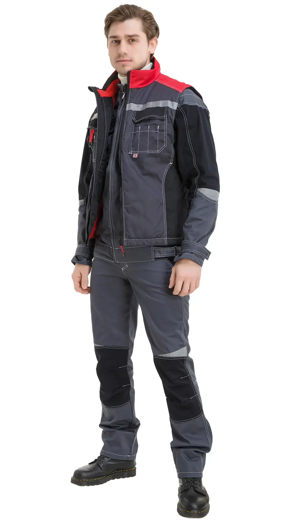 Жилет рабочий мужской утепленный зимний RONTA JT1002 темно-серый, красный, черный