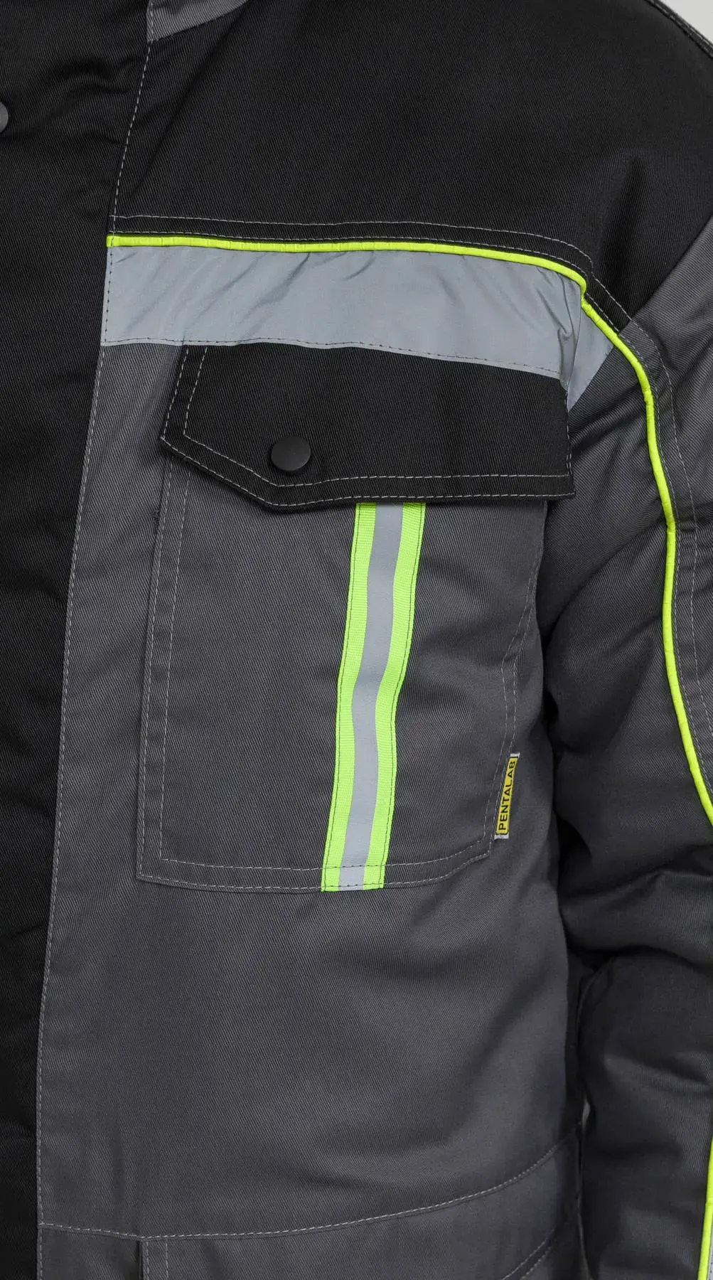 Костюм рабочий мужской утепленный зимний RONTA KS580 с полукомбинезоном т.серый, черный, лайм