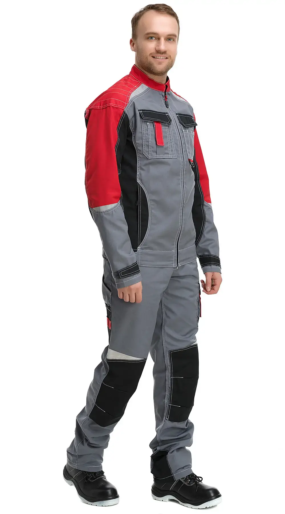 Куртка рабочая мужская летняя Техноавия "Мегаполис" серая, черная, красная