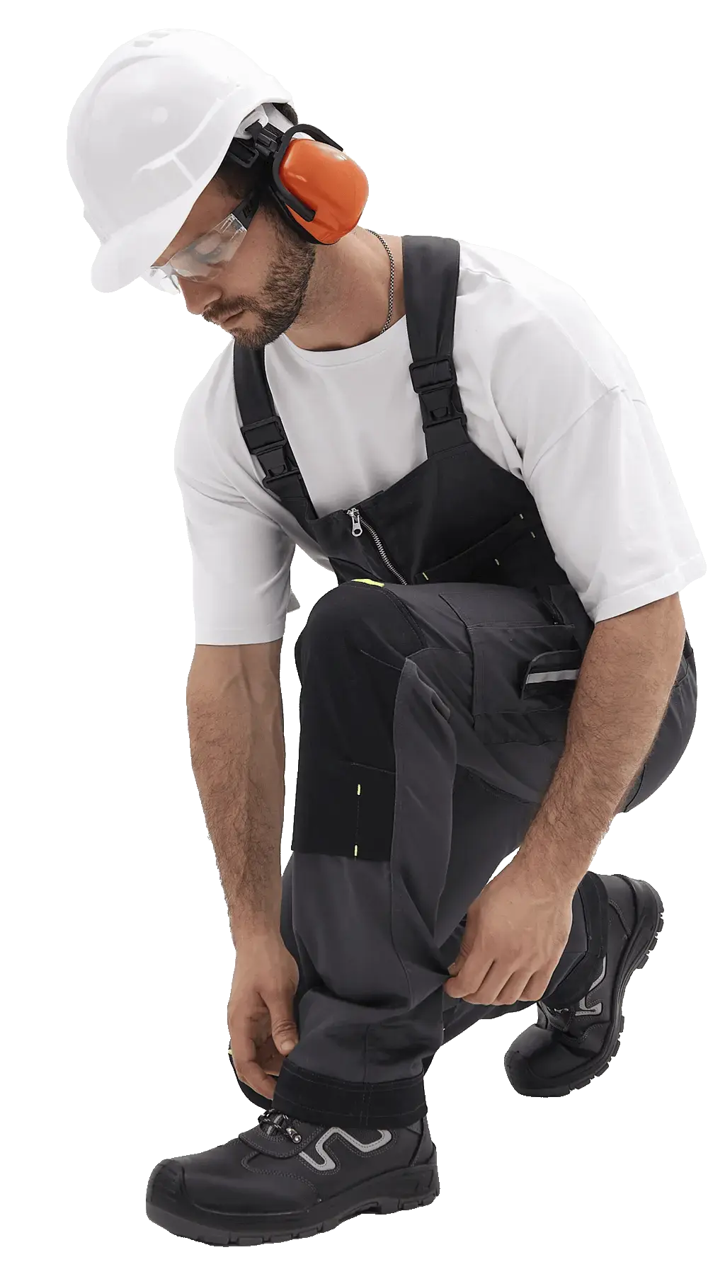 Полукомбинезон рабочий мужской летний RONTA PL813 темно-серый, черный, лаймовый