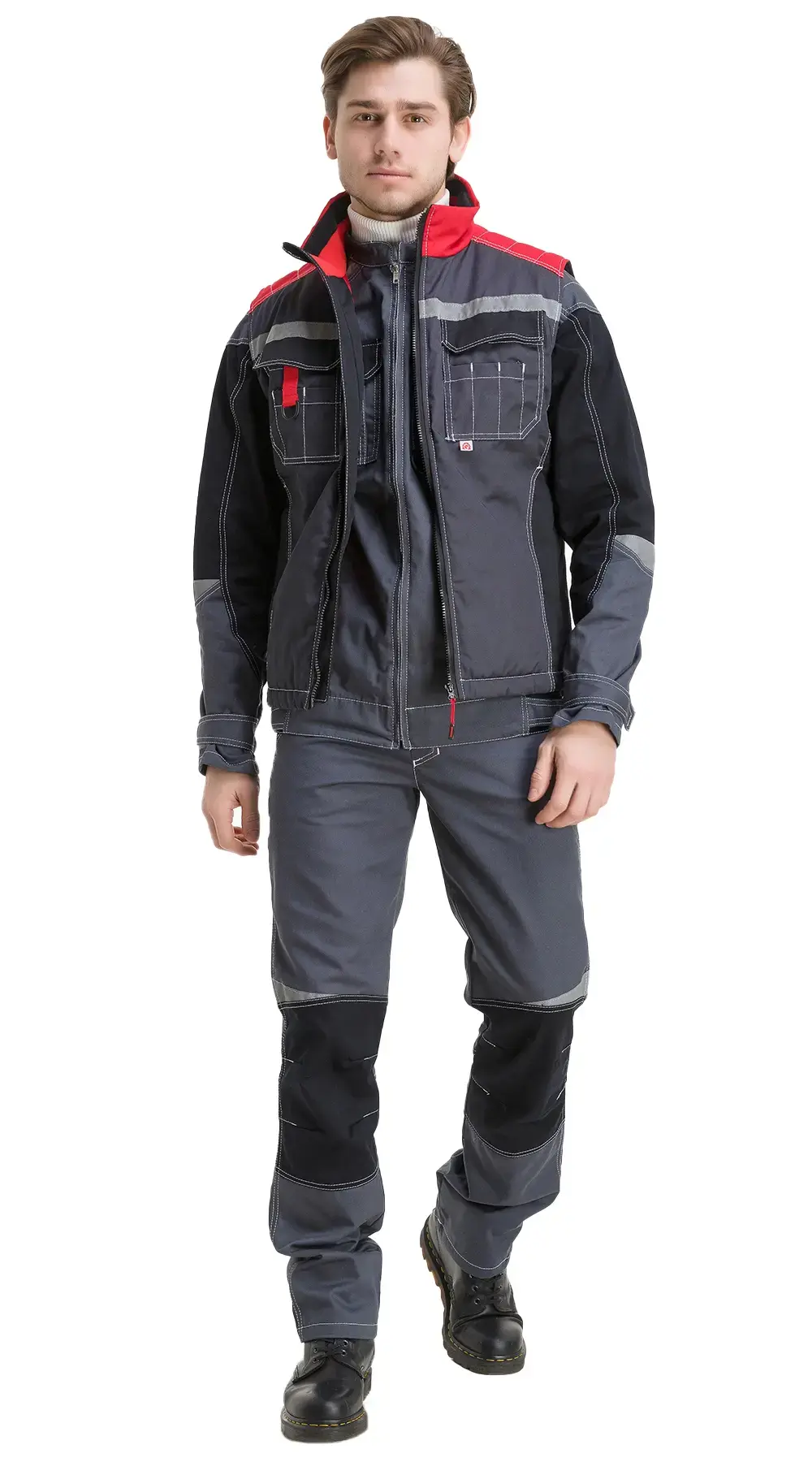 Жилет рабочий мужской утепленный зимний RONTA JT1002 темно-серый, красный, черный