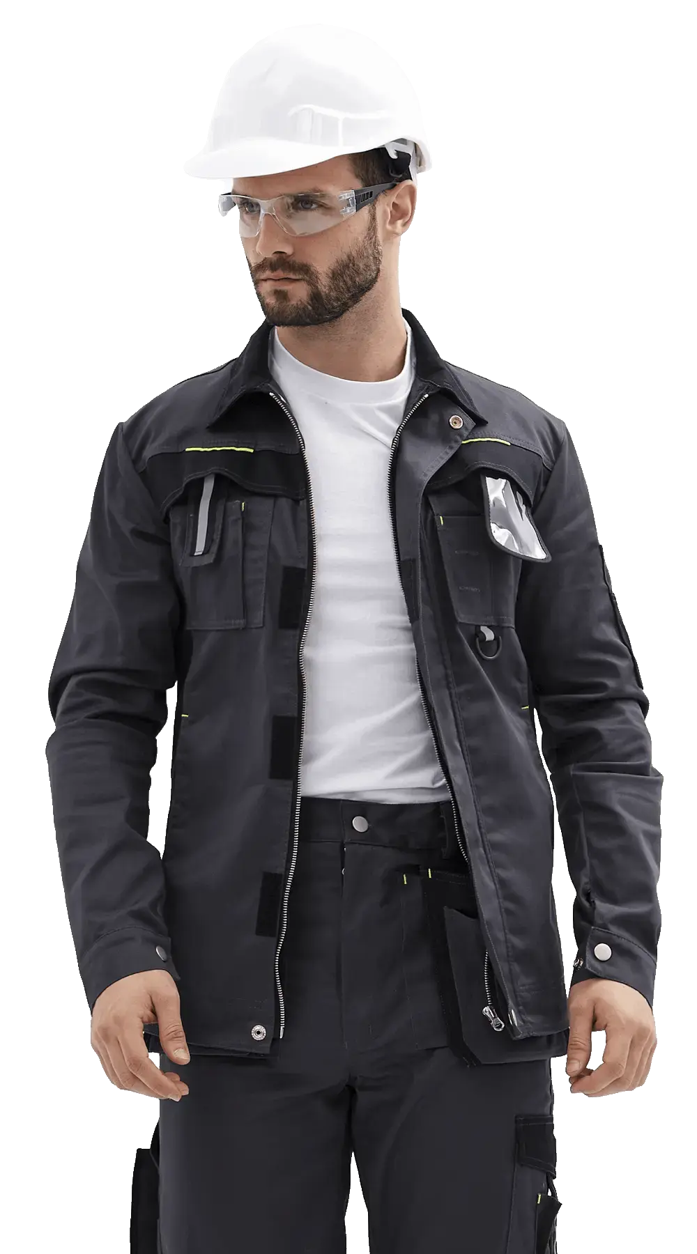 Куртка рабочая мужская летняя RONTA KR814 темно-серый, черный, лаймовый