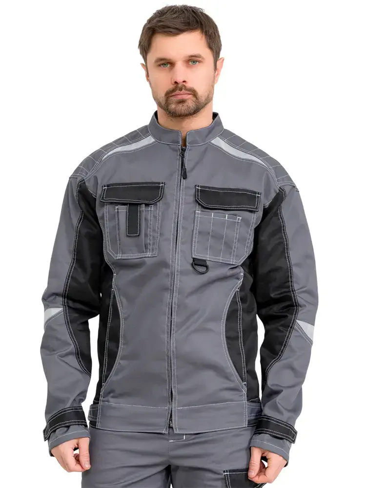 Куртка рабочая мужская летняя RONTA KR206 темно-серый, черный