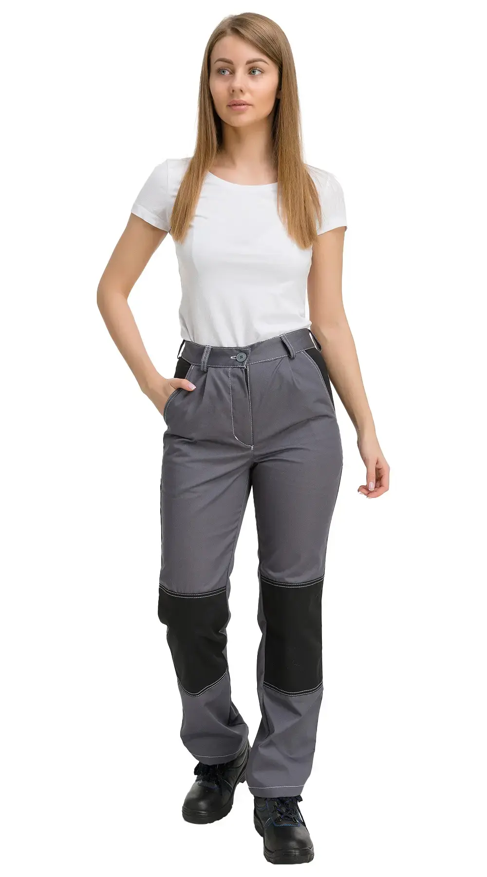 Костюм рабочий женский летний RONTA KS214 с брюками темно-серый, светло-серый, черный