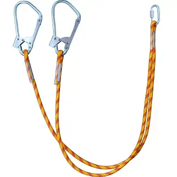 Двойной строп из каната, с 2-мя большими монтажными и 1-им соединительным карабином