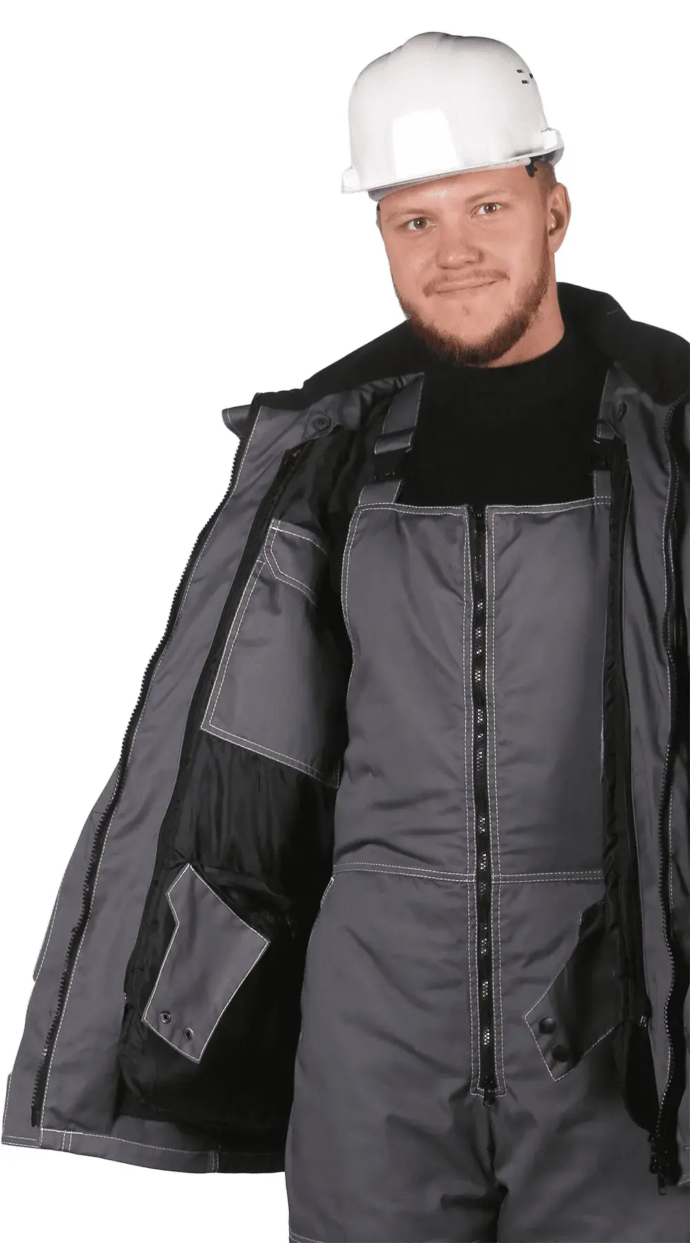 Куртка рабочая мужская зимняя утепленная RONTA KR581 темно-серая, красная, черная