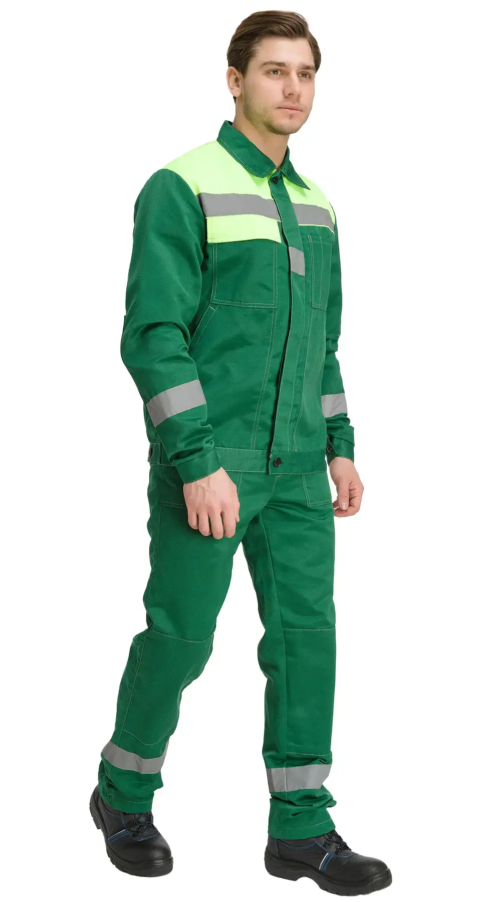Костюм рабочий мужской летний RONTA KS811 с брюками темно-зеленый, лаймовый