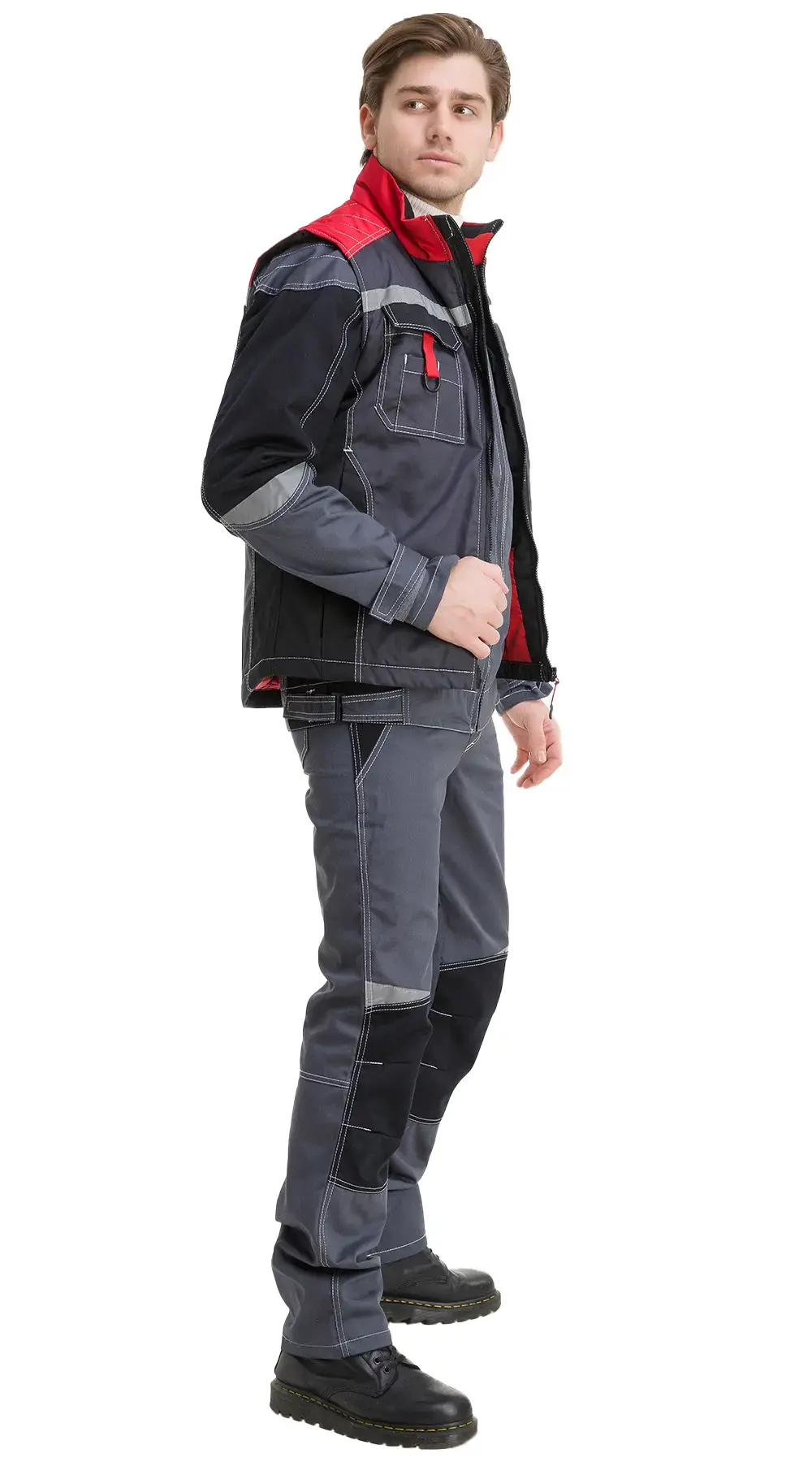 Жилет рабочий мужской утепленный зимний RONTA JT1002 темно-серый, красный, черный