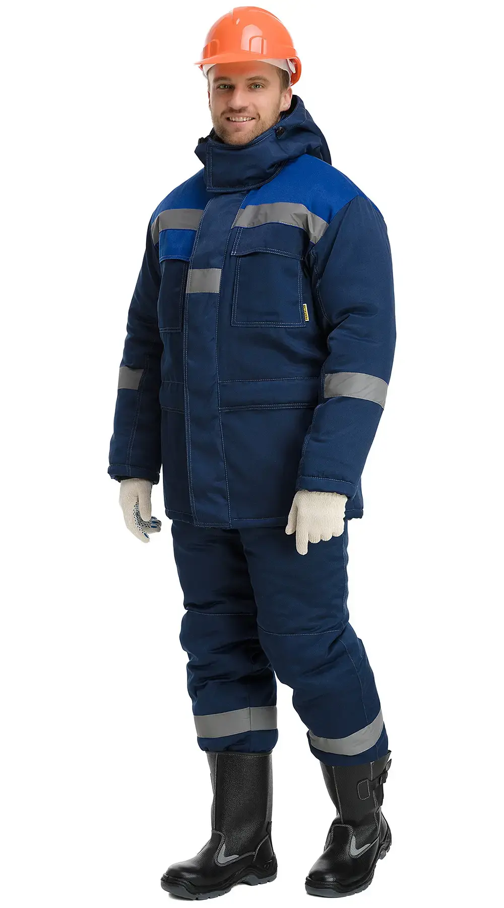 Костюм рабочий мужской утепленный зимний RONTA KS242 с полукомбинезоном темно-синий, васильковый