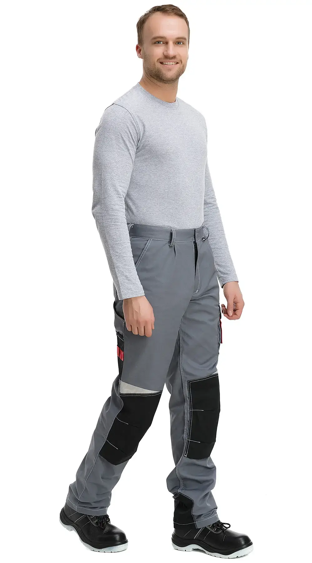 Брюки рабочие мужские летние Техноавиа "Мегаполис" светло-серые, черные, красные