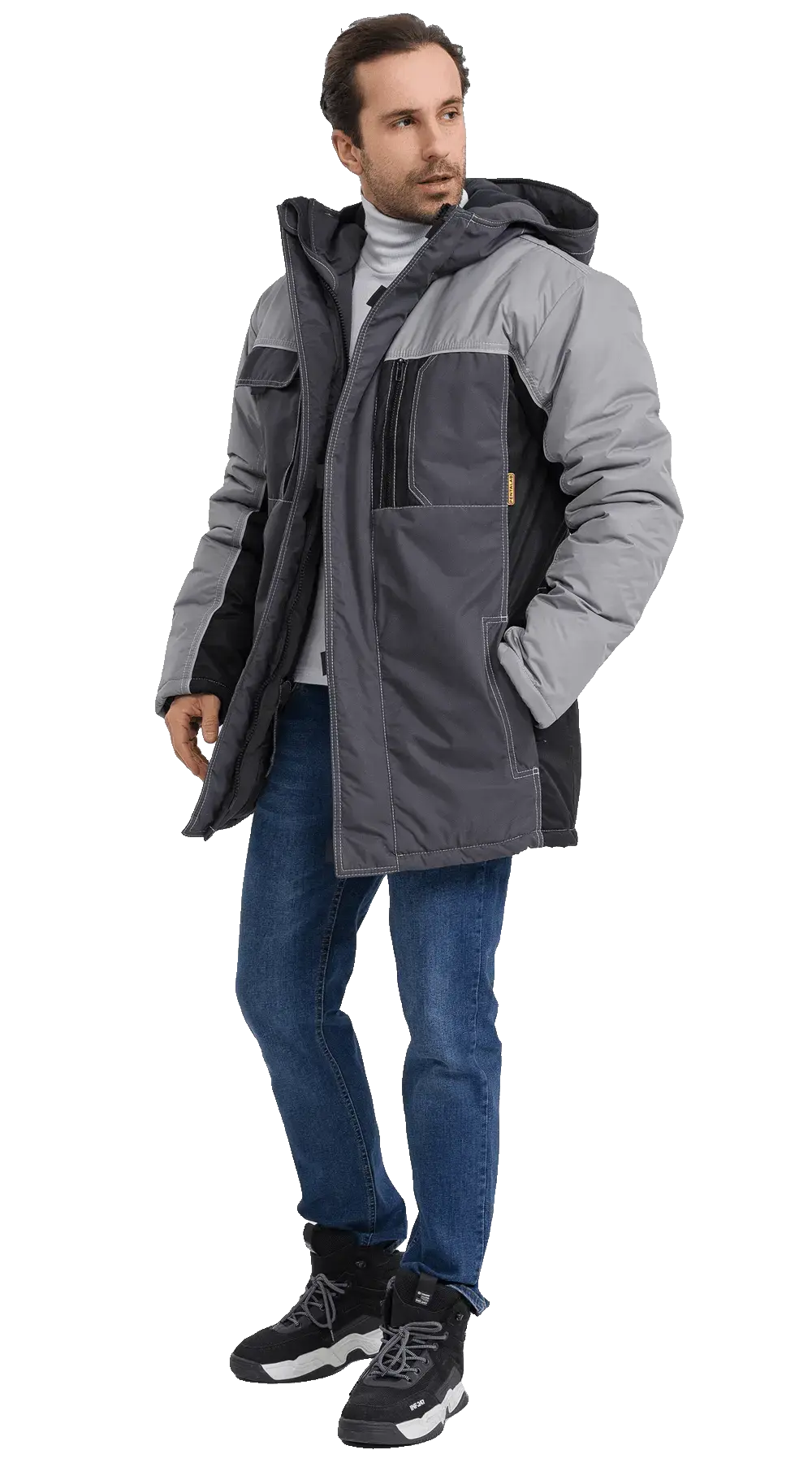 Куртка рабочая мужская зимняя утепленная RONTA KR615 MEMBRANE темно-серая, черная, светло-серая