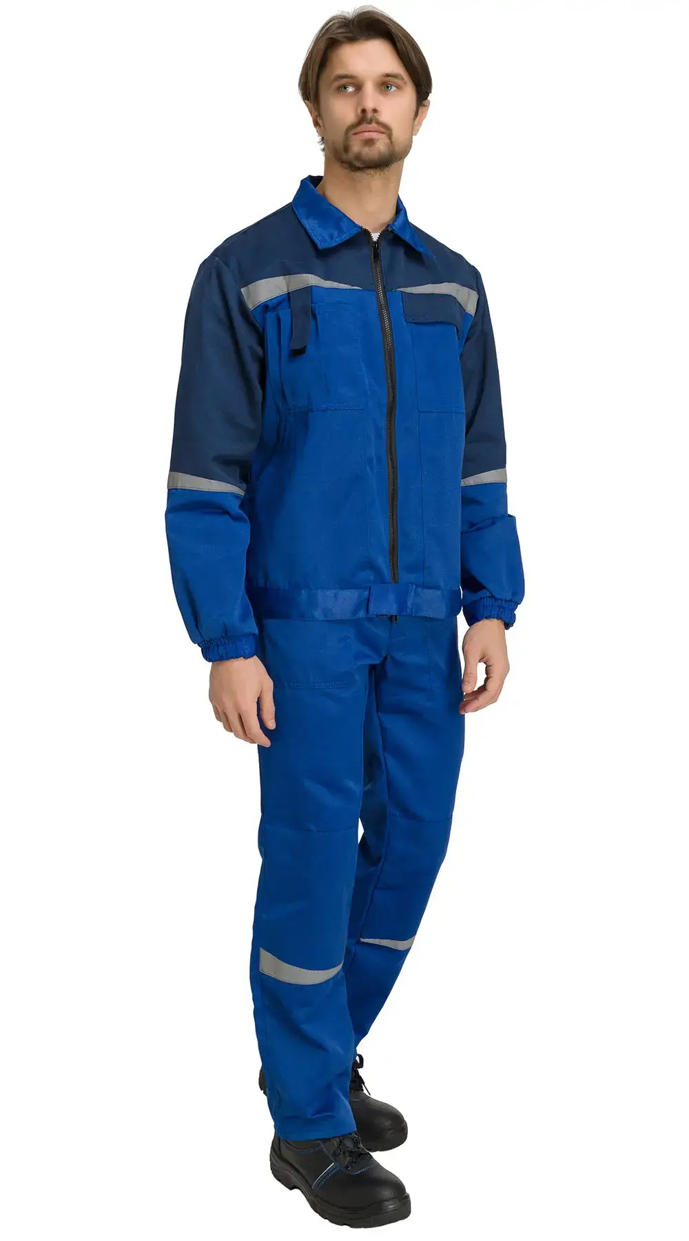 Костюм рабочий мужской летний RONTA KS591 с полукомбинезоном васильковый, темно-синий Костюм рабочий мужской летний RONTA KS591 с полукомбинезоном васильковый, темно-синий