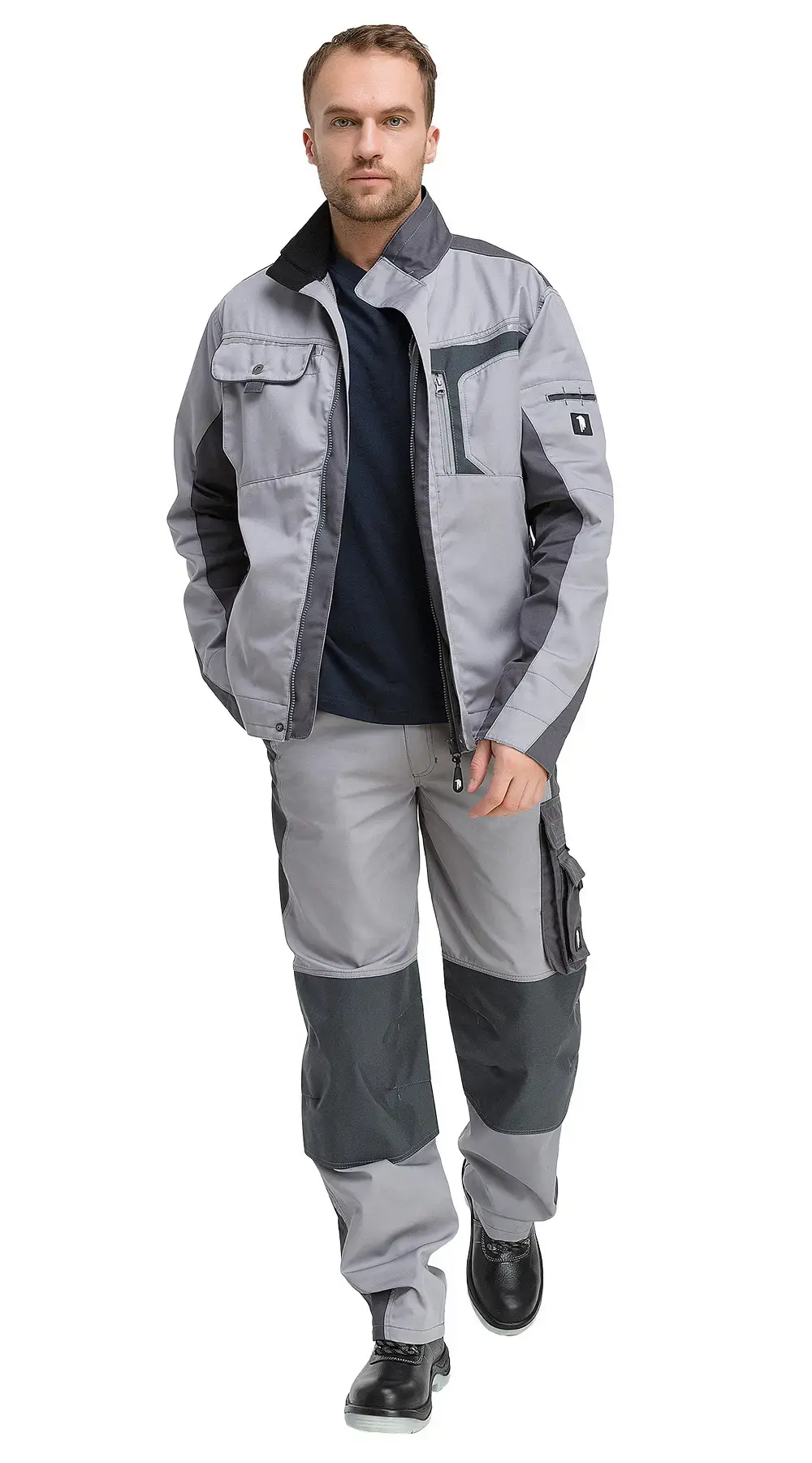 Костюм рабочий мужской летний RONTA KS2020 с брюками темно-серый, светло-серый
