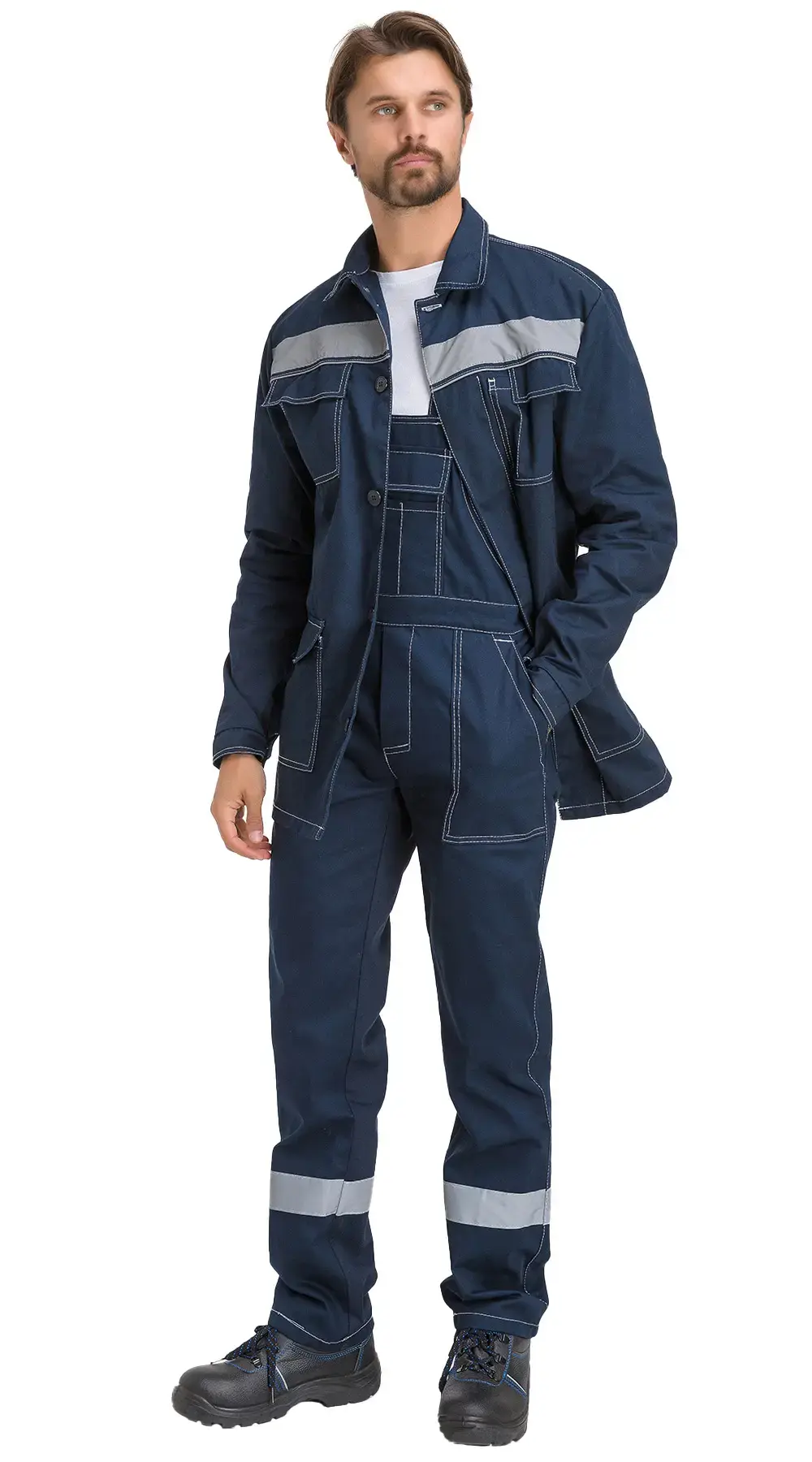 Костюм рабочий мужской летний RONTA KS910 с полукомбинезоном темно-синий