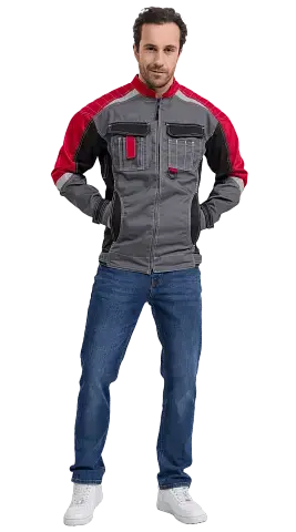 Куртка рабочая мужская летняя RONTA KR206 темно-серый, черный, красный