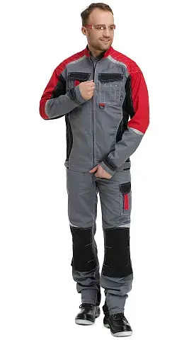 Куртка рабочая мужская летняя Техноавия "Мегаполис" серая, черная, красная