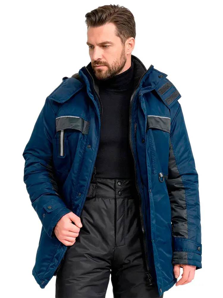 Куртка рабочая мужская зимняя утепленная RONTA KR930 MEMBRANE темно-синяя, черная