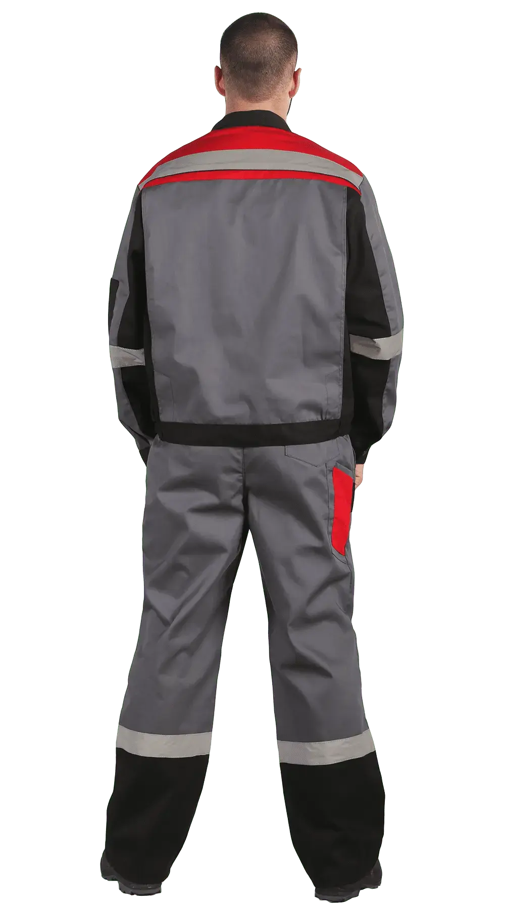 Костюм рабочий мужской летний RONTA KSVIVAT с брюками светло-серый, черный, красный