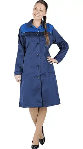 Халат рабочий женский летний RONTA HL10 темно-синий, васильковый, черный Халат рабочий женский летний RONTA HL10 темно-синий, васильковый, черный