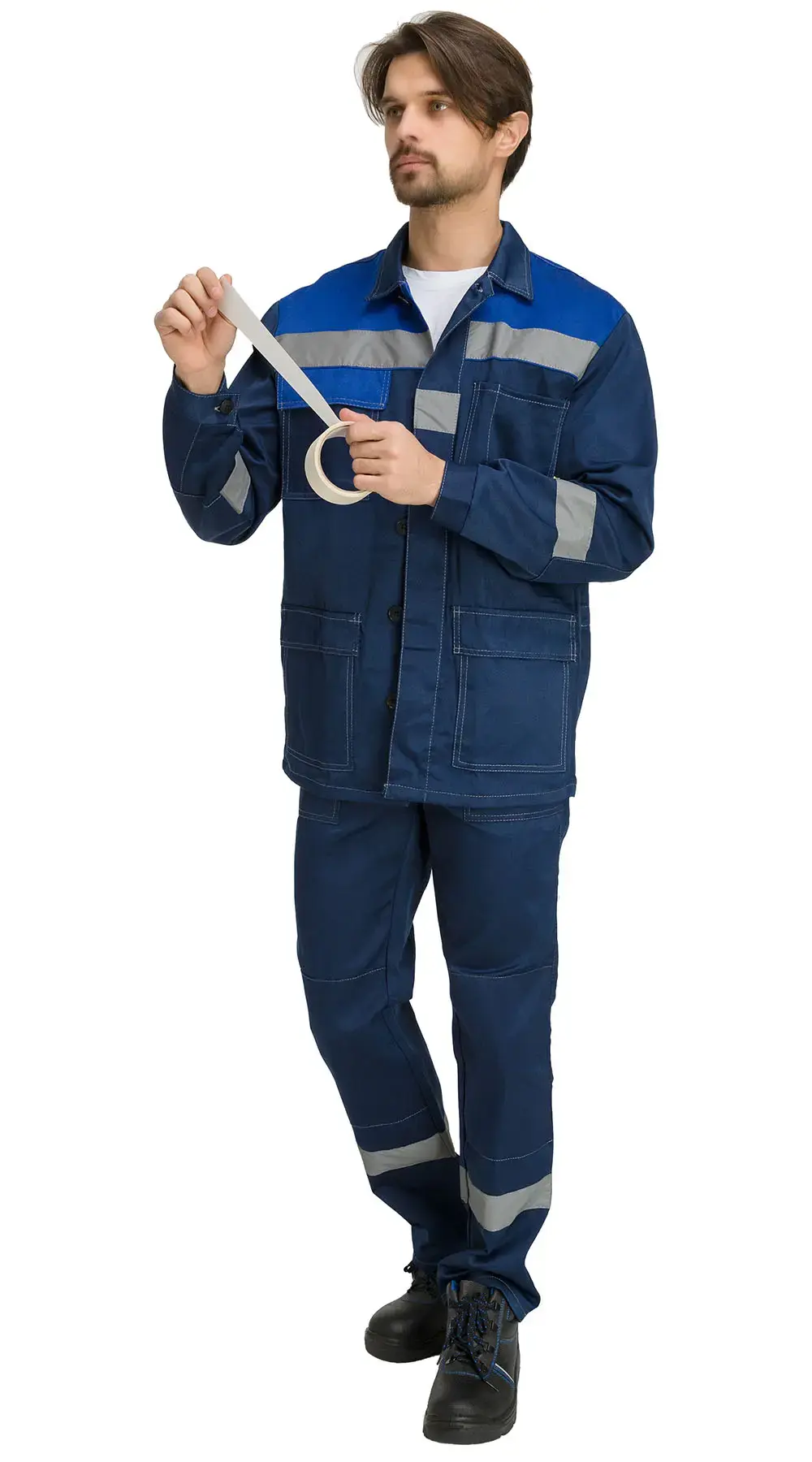 Костюм рабочий мужской летний RONTA KS801 с брюками темно-синий, васильковый