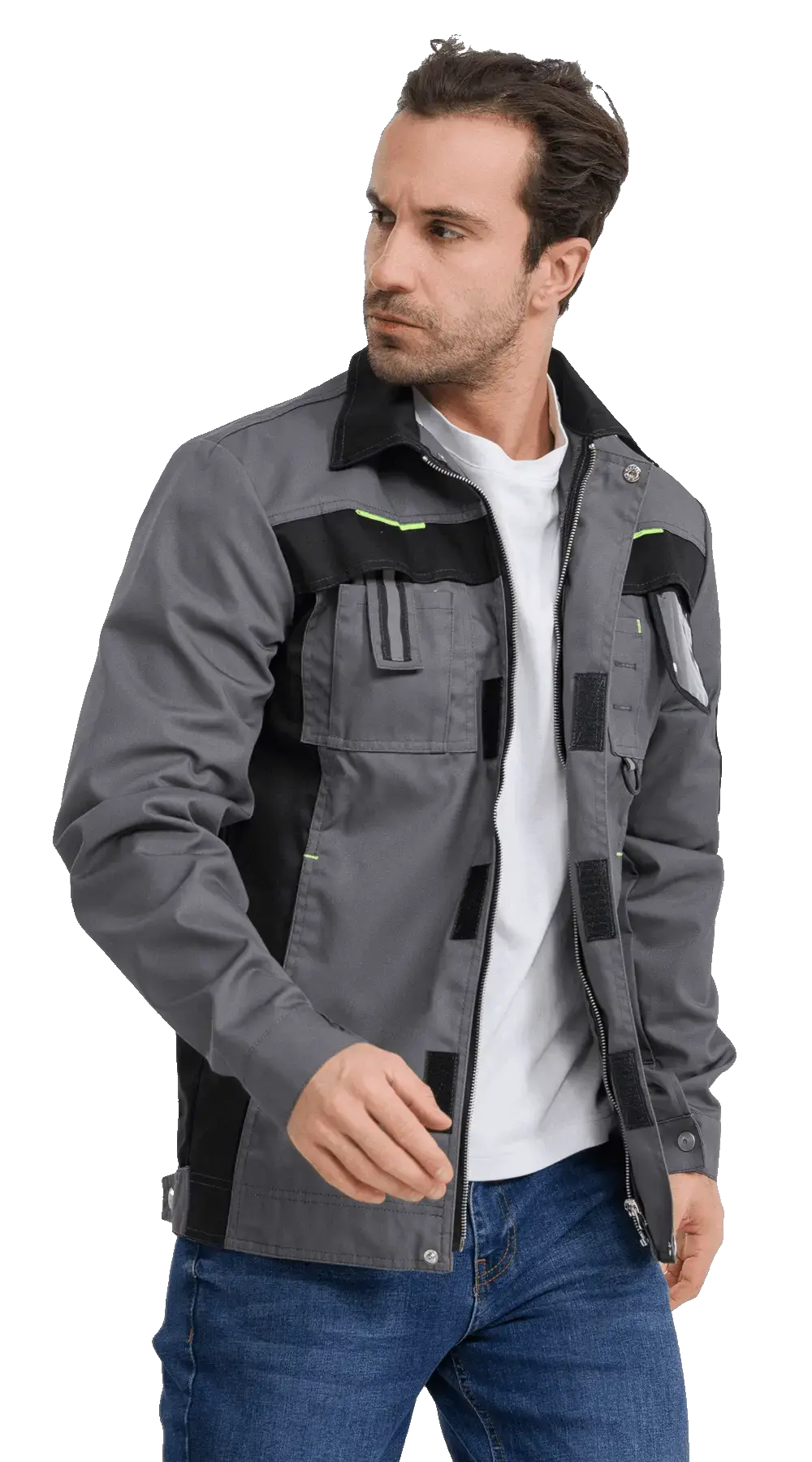 Куртка рабочая мужская летняя RONTA KR203 темно-серый, черный, лаймовый