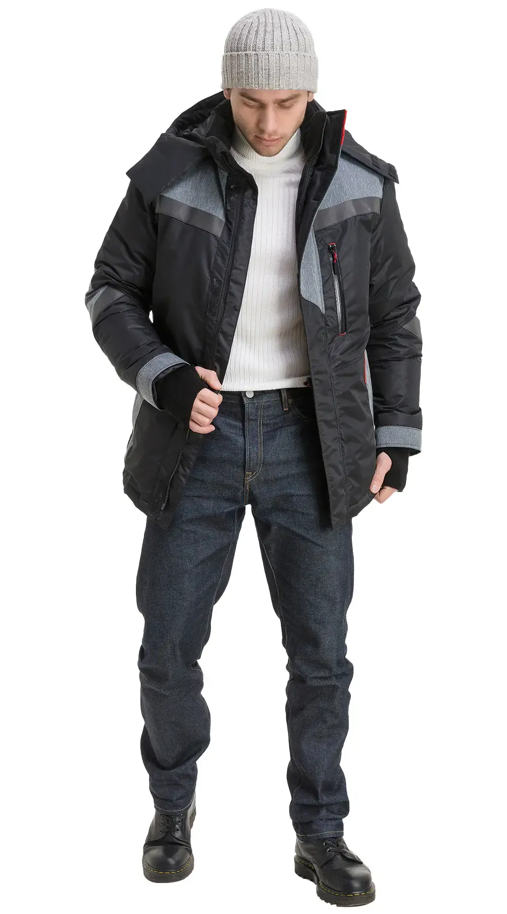 Куртка рабочая мужская зимняя утепленная Восток-Сервис "Траверс" черная, серая