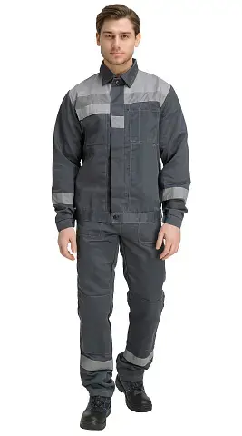 Костюм рабочий мужской летний RONTA KS812 с полукомбинезоном темно-серый, светло-серый