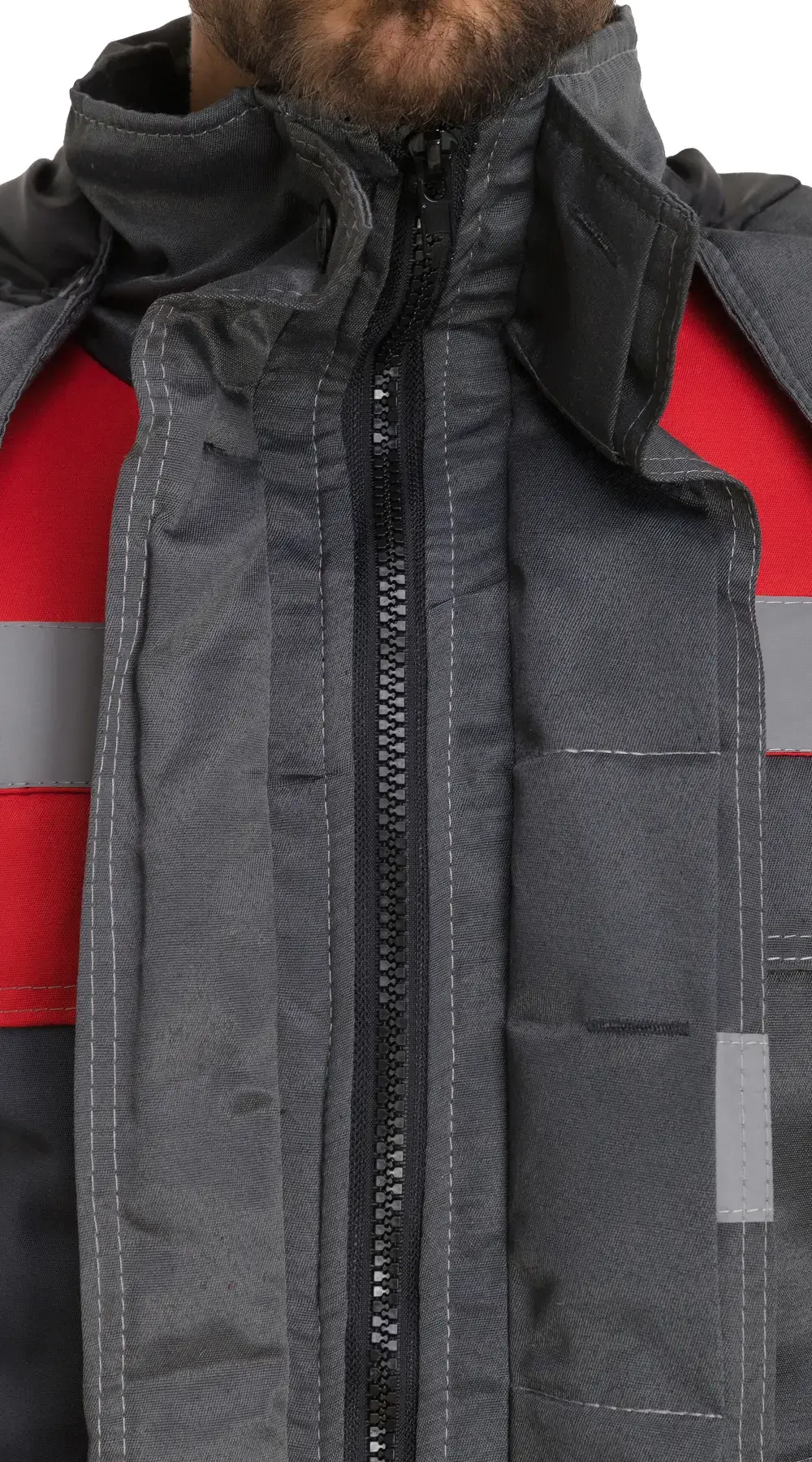 Куртка рабочая мужская зимняя утепленная RONTA KR241 темно-серая, красная